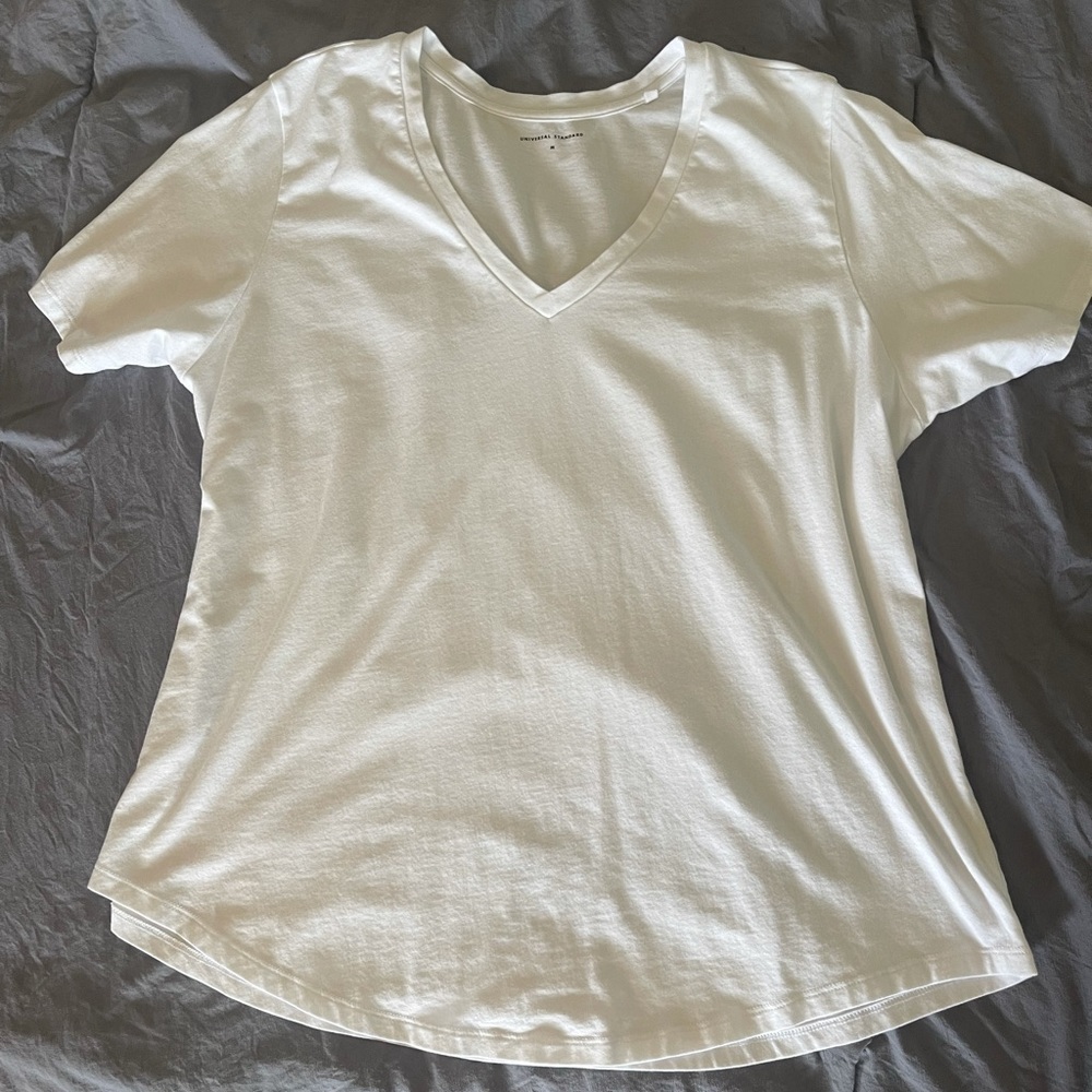 Universal Standard white V-Rex tee